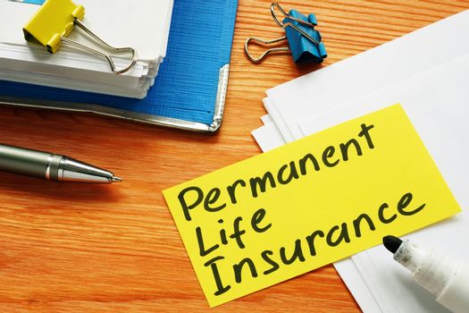 Permament life Insurance on a sticky note